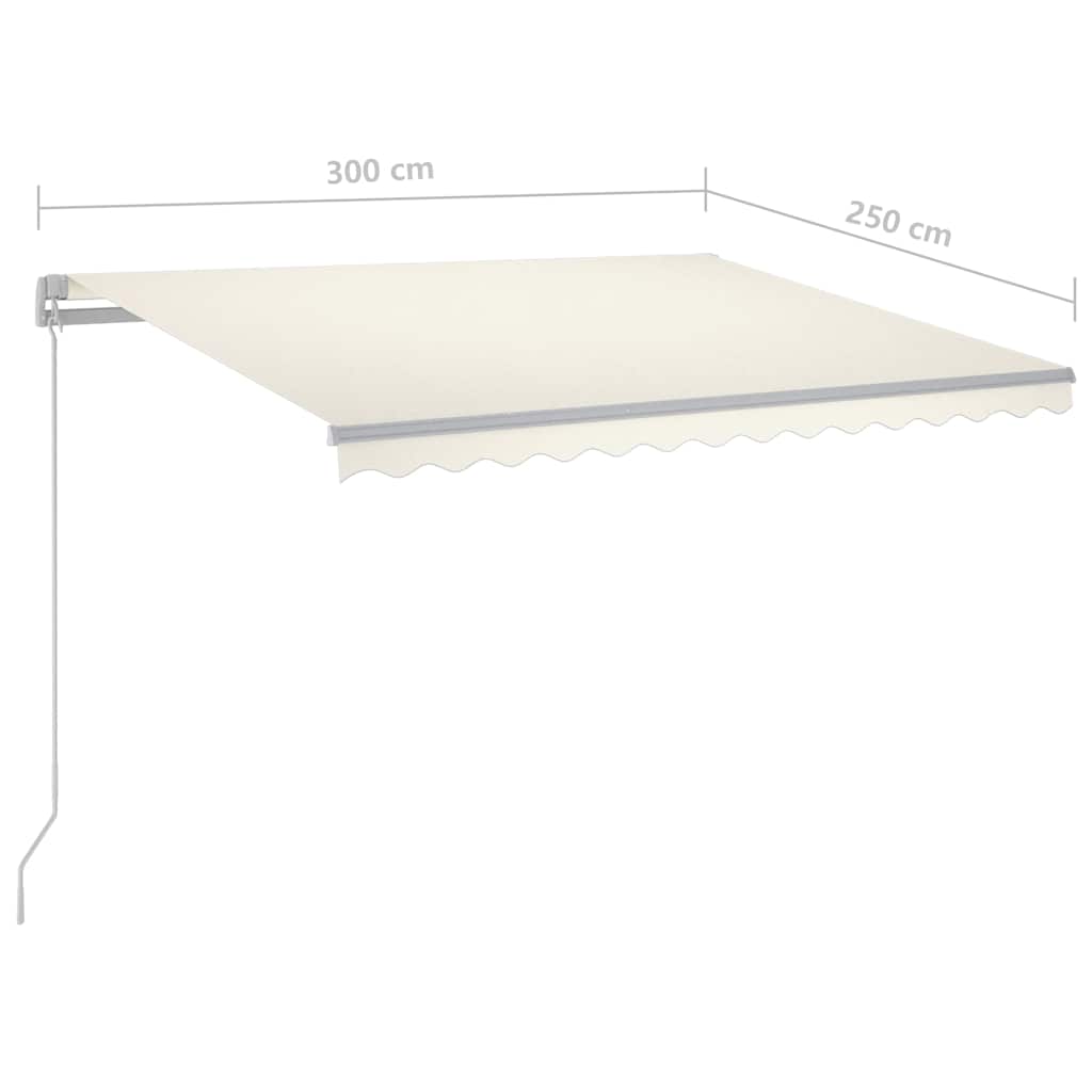 Tenda na ručno uvlačenje s LED svjetlima 300 x 250 cm krem