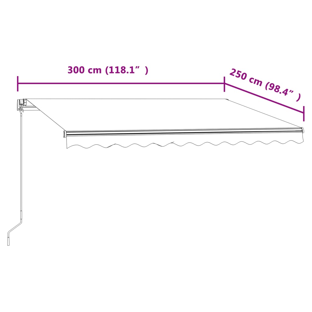 Tenda na automatsko uvlačenje 300 x 250 cm plavo-bijela