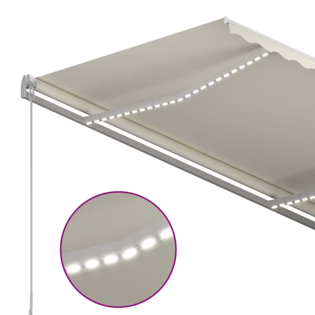 Tenda na ručno uvlačenje s LED svjetlom 350 x 250 cm krem