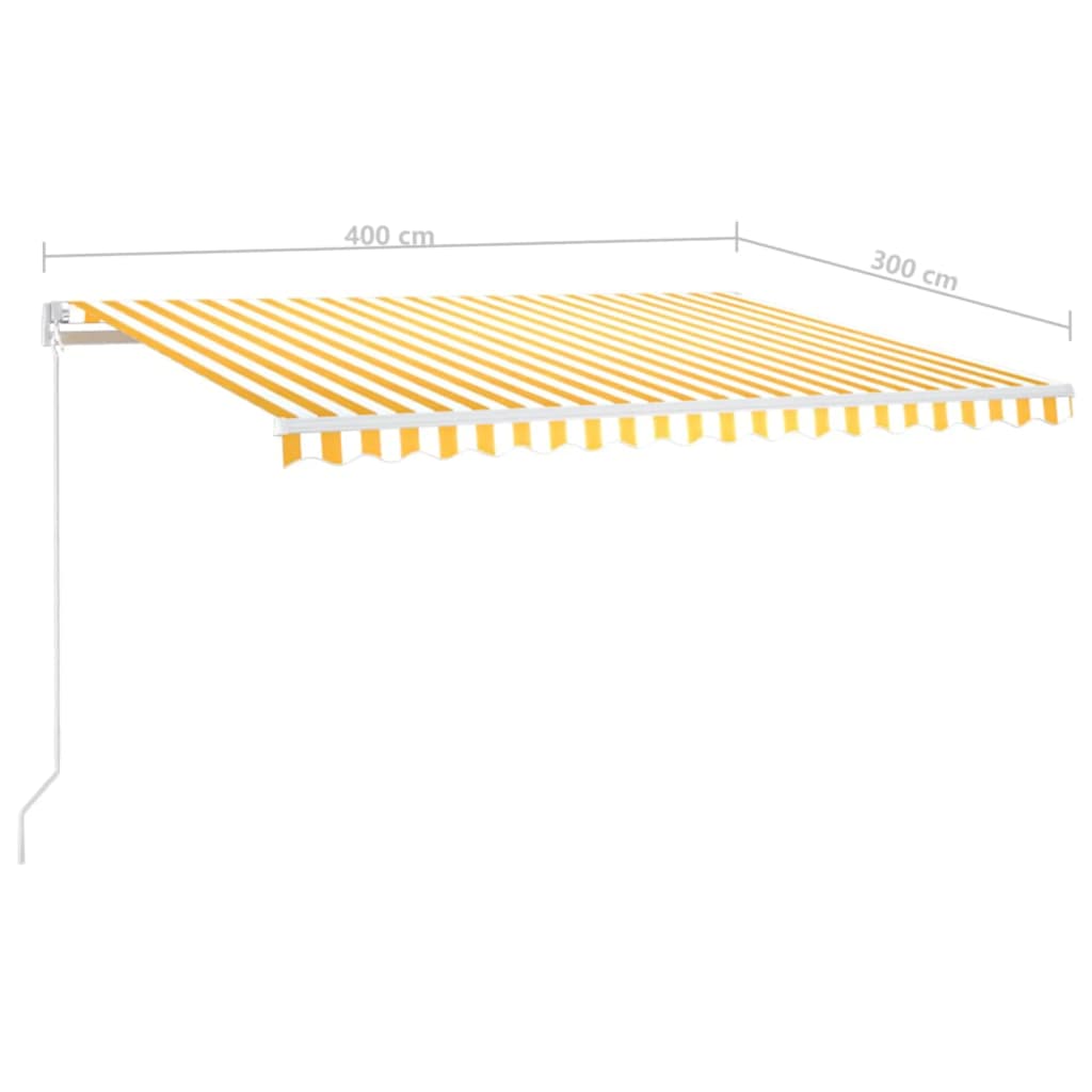 Tenda na ručno uvlačenje s LED svjetlima 400x300 cm žuto-bijela