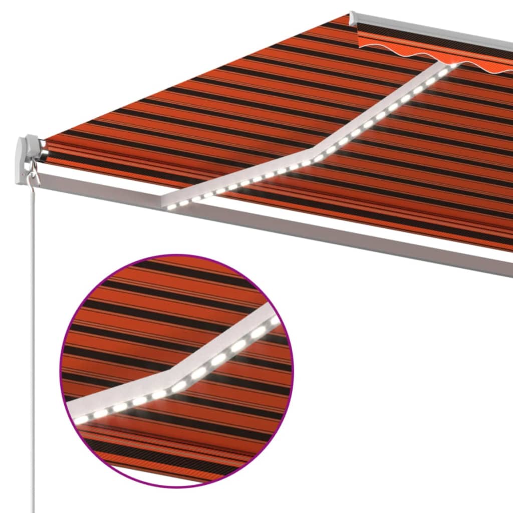 Tenda na ručno uvlačenje LED 450 x 300 cm narančasto-smeđa