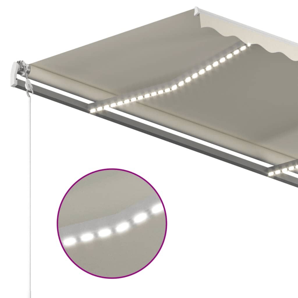 Automatska tenda sa senzorom za vjetar LED 450 x 300 cm krem