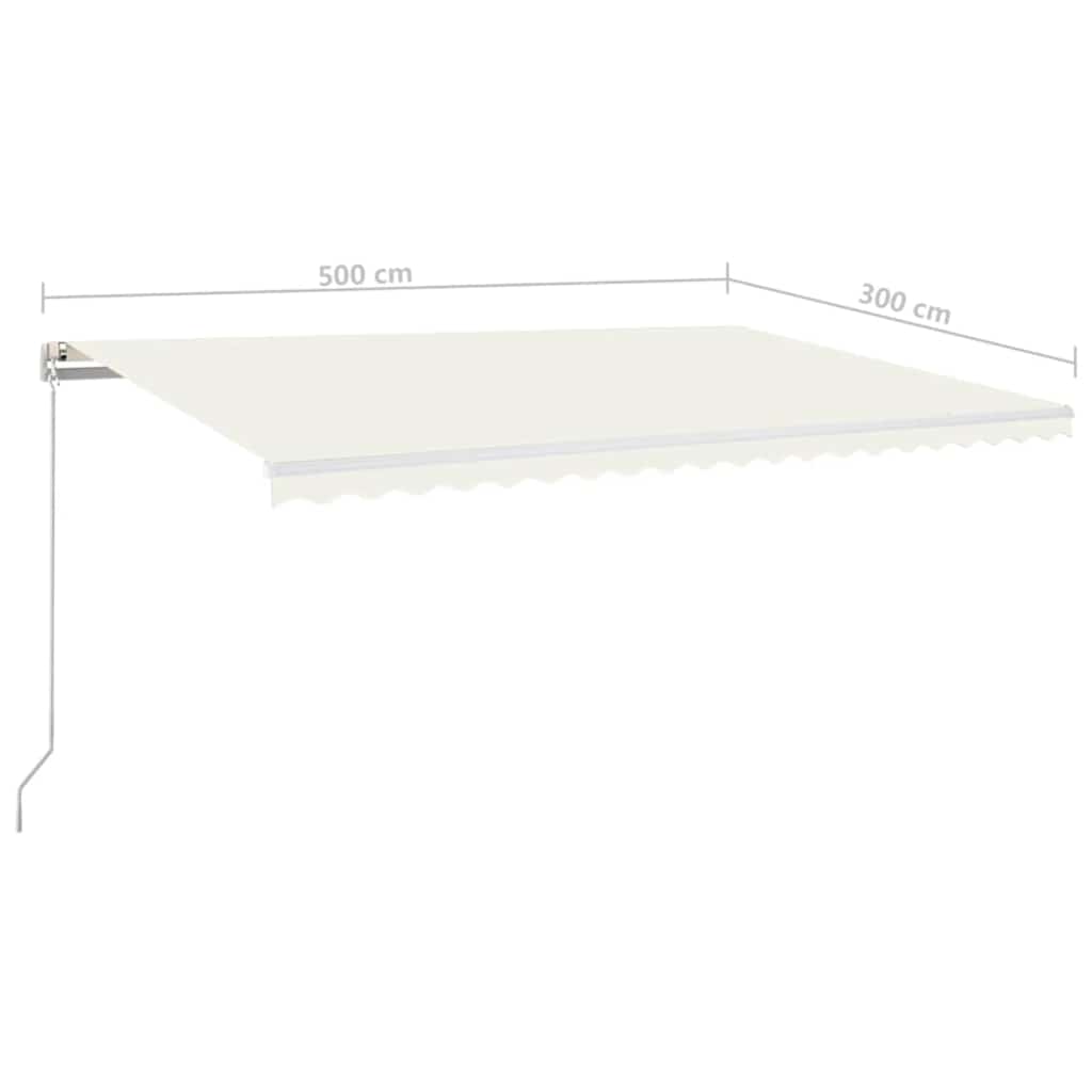 Tenda na ručno uvlačenje s LED svjetlima 500x300 cm krem