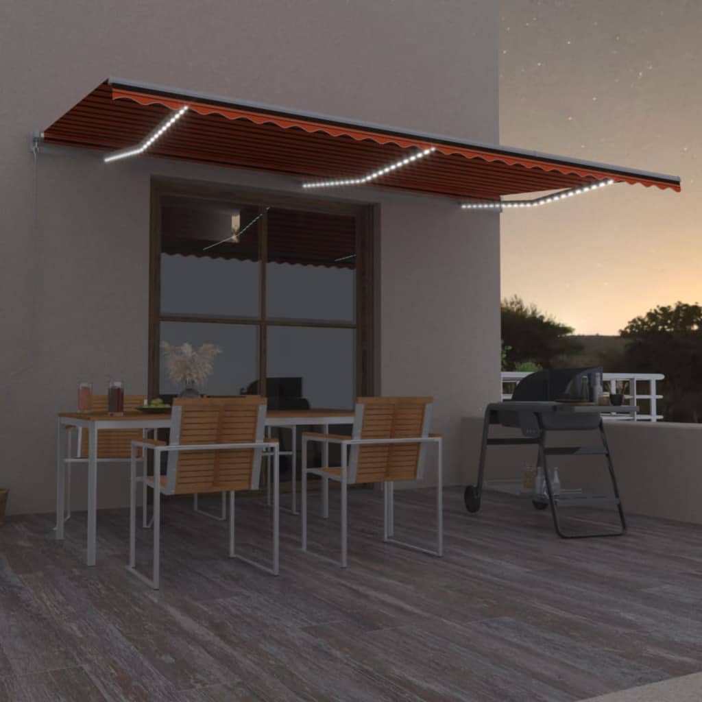Tenda na ručno uvlačenje LED 600 x 300 cm narančasto-smeđa
