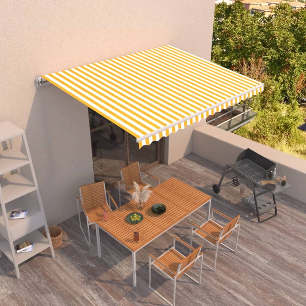 Tenda na ručno uvlačenje 400 x 350 cm žuto-bijela