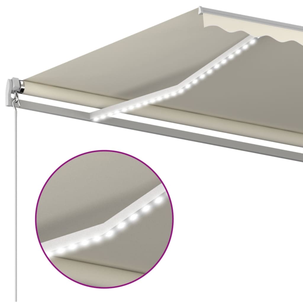 Tenda na ručno uvlačenje s LED svjetlima 400 x 350 cm krem
