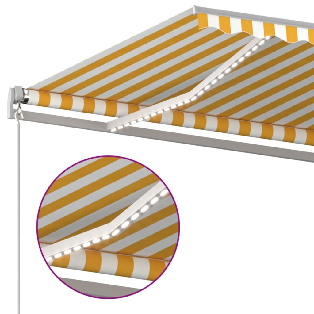 Tenda na ručno uvlačenje s LED svjetlima 400x350 cm žuto-bijela
