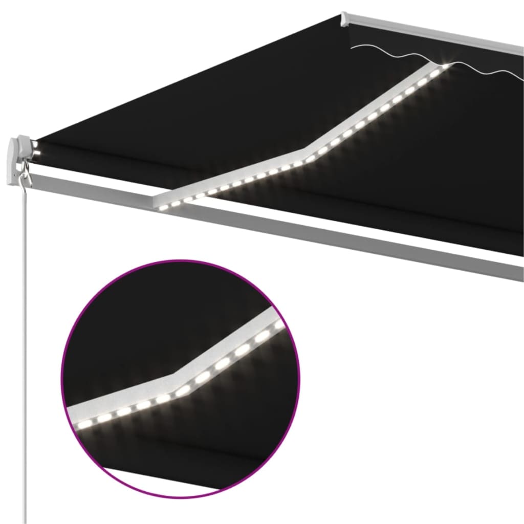 Tenda na ručno uvlačenje s LED svjetlima 400 x 350 cm antracit