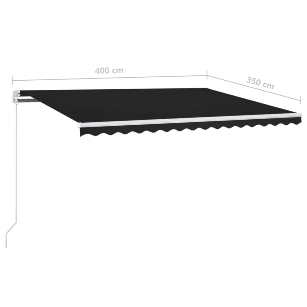 Tenda na ručno uvlačenje s LED svjetlima 400 x 350 cm antracit