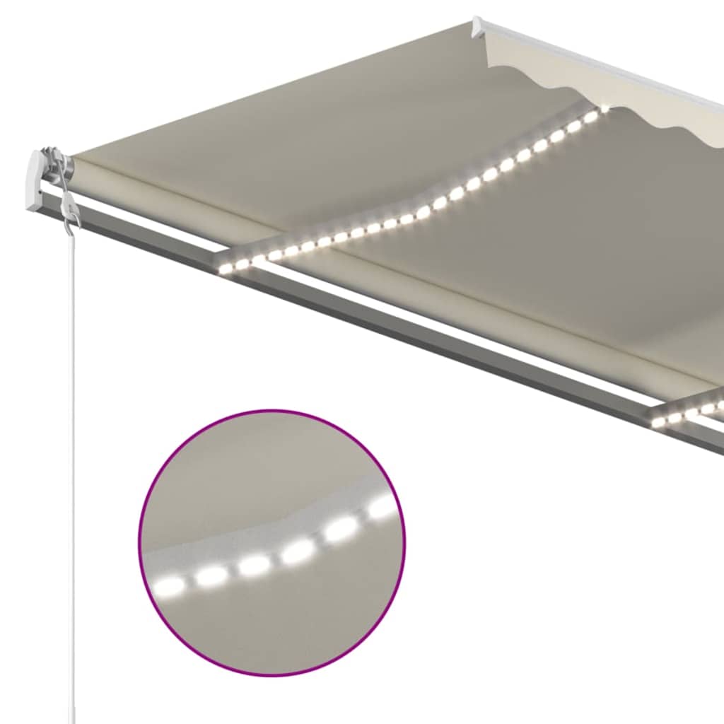 Automatska tenda sa senzorom za vjetar LED 400x350 cm krem
