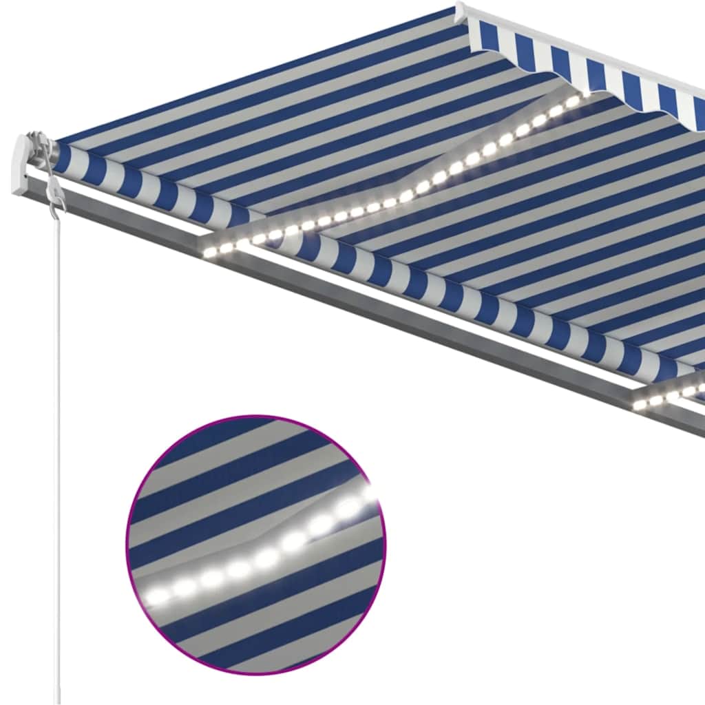Automatska tenda sa senzorom LED 450 x 350 cm plavo-bijela