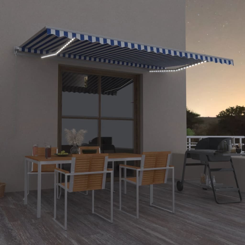 Tenda na ručno uvlačenje LED 500 x 350 cm plavo-bijela