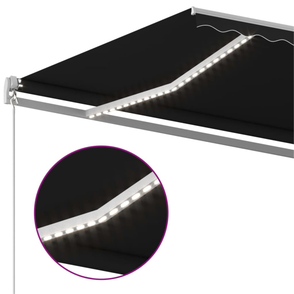 Tenda na ručno uvlačenje s LED svjetlima 500x350 cm antracit