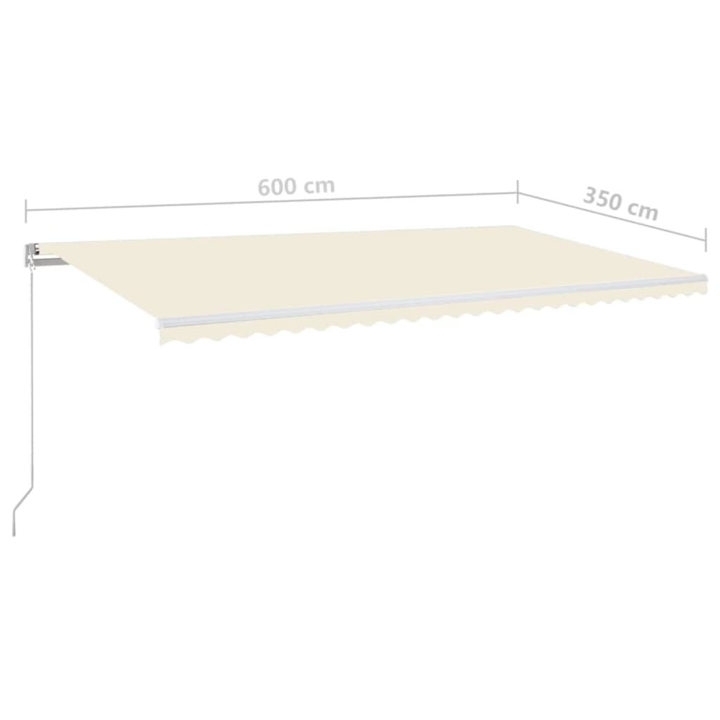 Tenda na ručno uvlačenje s LED svjetlima 600x350 cm krem