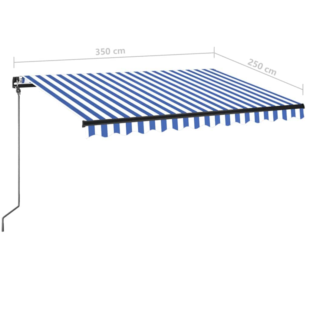Tenda na ručno uvlačenje s LED svjetlom 350x250 cm plavo-bijela