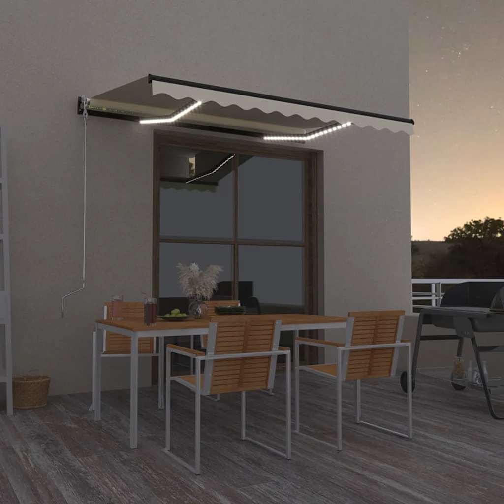 Tenda na ručno uvlačenje s LED svjetlom 350 x 250 cm krem