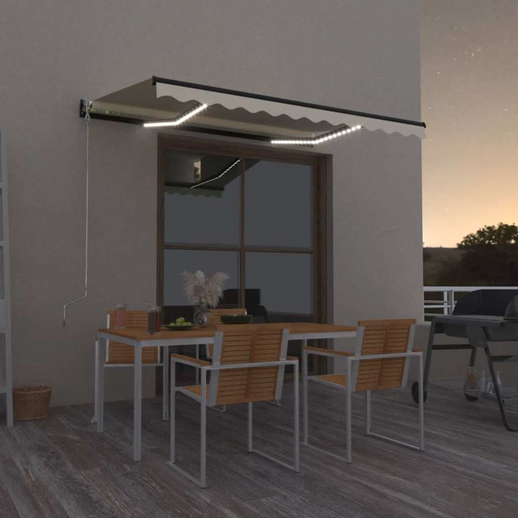 Tenda na ručno uvlačenje s LED svjetlom 350x250 cm žuto-bijela