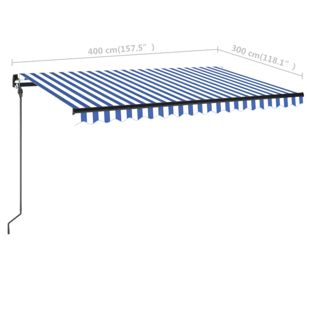 Tenda na ručno uvlačenje LED 400 x 300 cm plavo-bijela