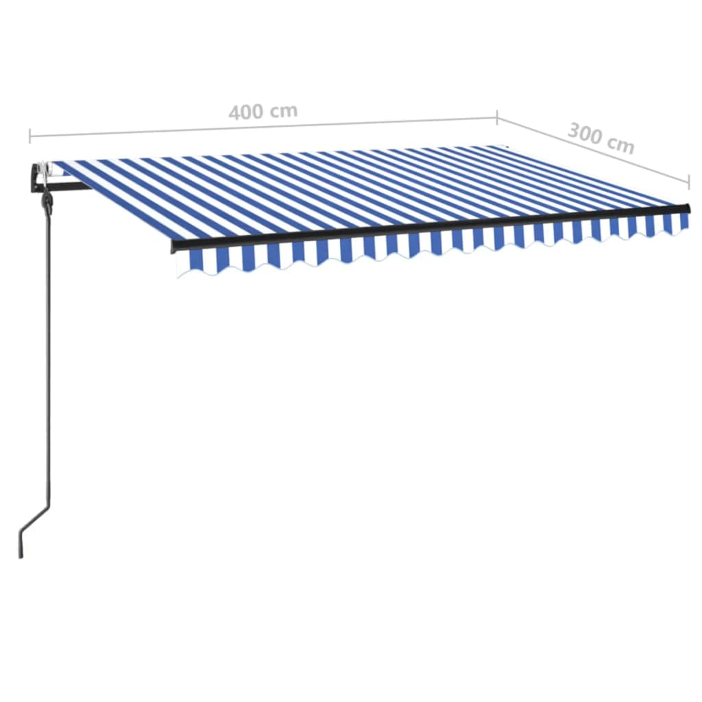 Automatska tenda sa senzorom LED 400x300 cm plavo-bijela