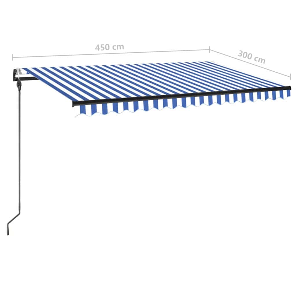 Automatska tenda sa senzorom LED 450 x 300 cm plavo-bijela
