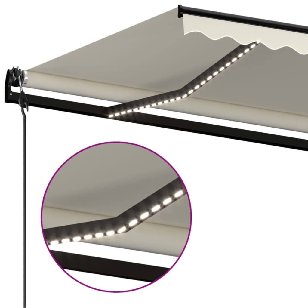 Automatska tenda sa senzorom za vjetar LED 450 x 300 cm krem