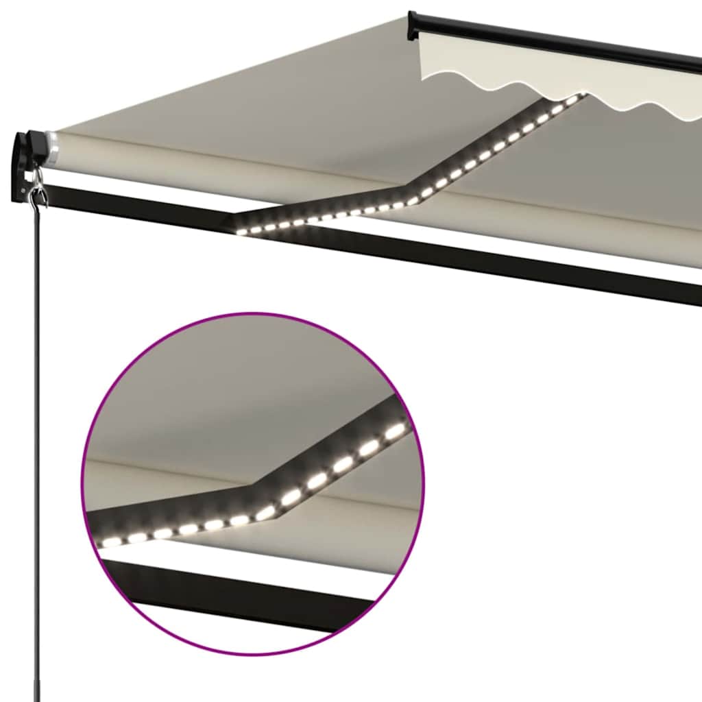 Tenda na ručno uvlačenje s LED svjetlima 500x300 cm krem