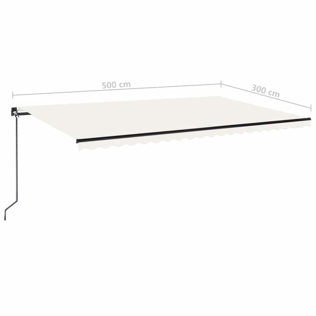 Tenda na ručno uvlačenje s LED svjetlima 500x300 cm krem