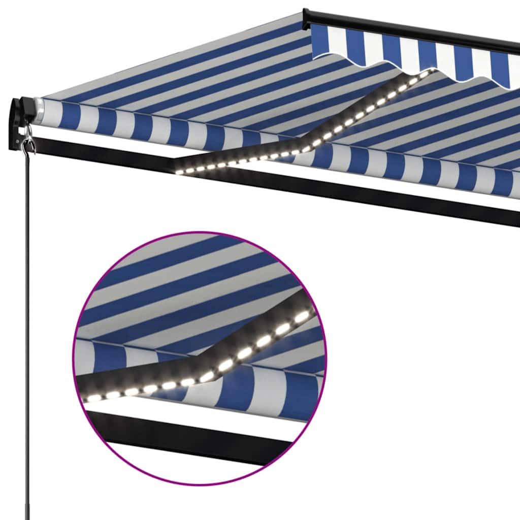 Tenda na ručno uvlačenje s LED svjetlom 600x300 cm plavo-bijela