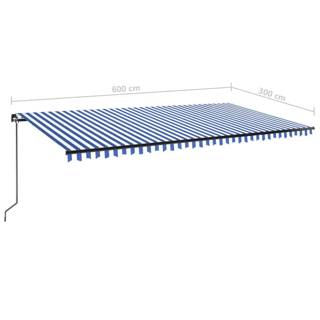 Tenda na ručno uvlačenje s LED svjetlom 600x300 cm plavo-bijela