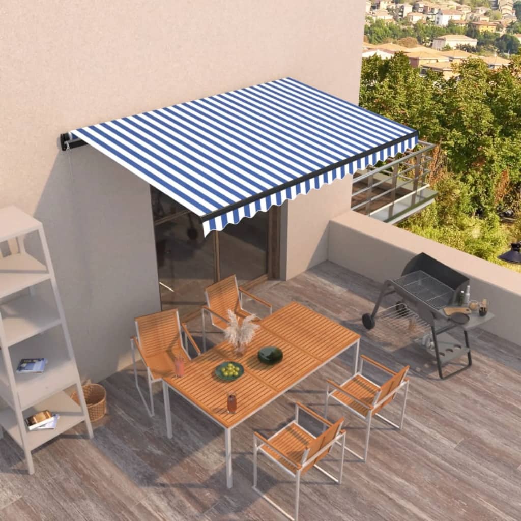 Tenda na ručno uvlačenje 400 x 350 cm plavo-bijela