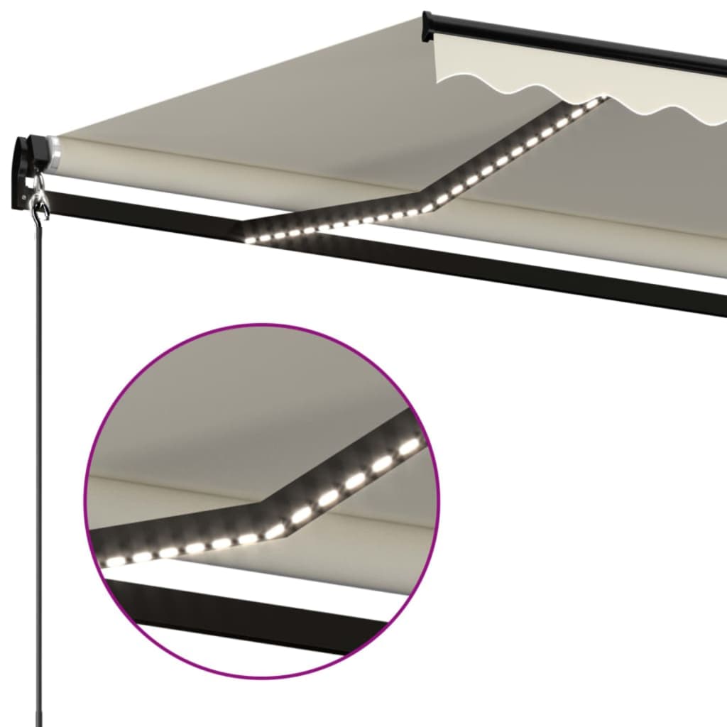 Tenda na ručno uvlačenje s LED svjetlima 400 x 350 cm krem