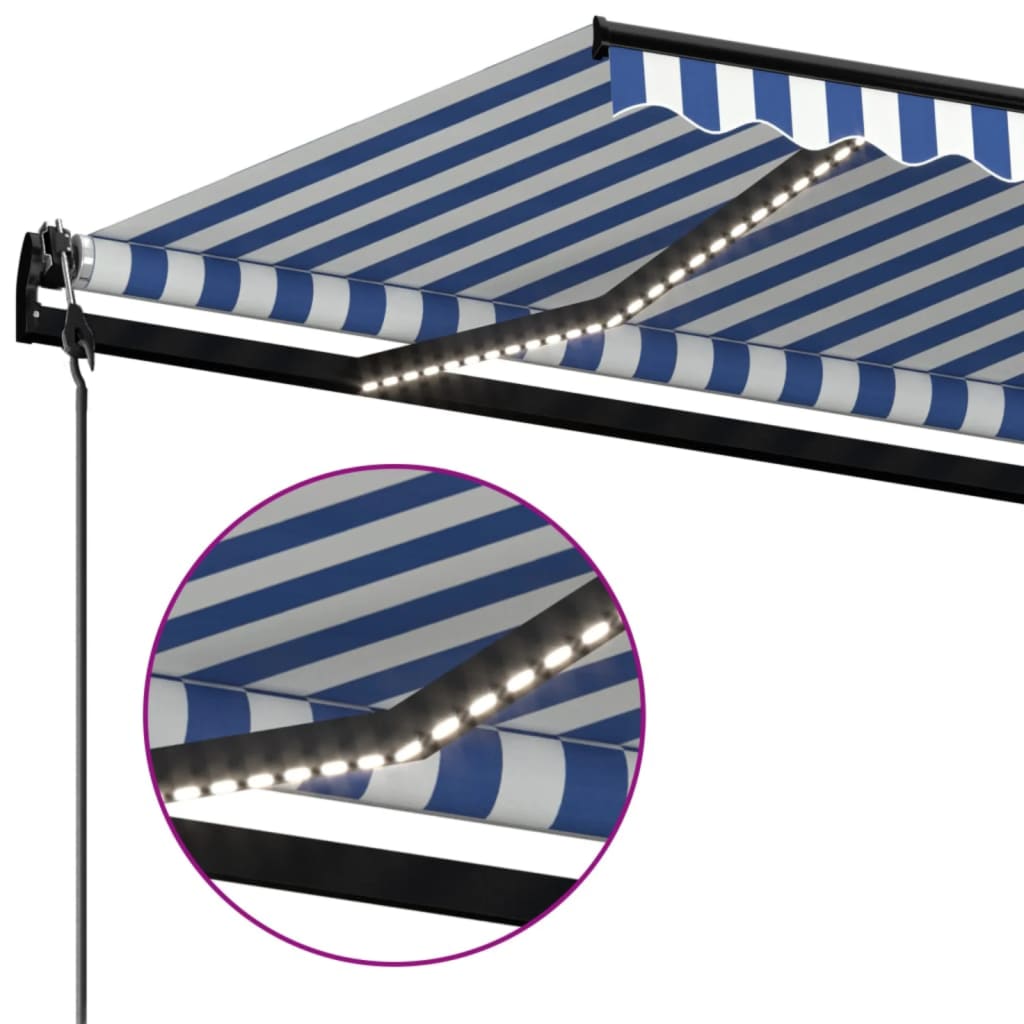 Automatska tenda sa senzorom LED 400x350 cm plavo-bijela