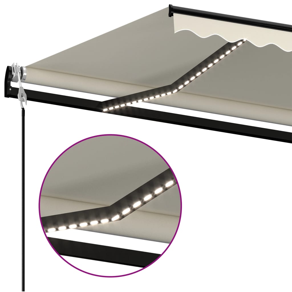 Automatska tenda sa senzorom za vjetar LED 400x350 cm krem