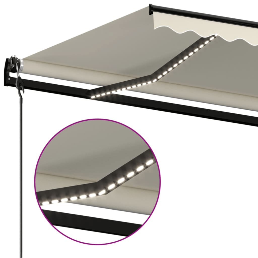 Automatska tenda sa senzorom za vjetar LED 450 x 350 cm krem