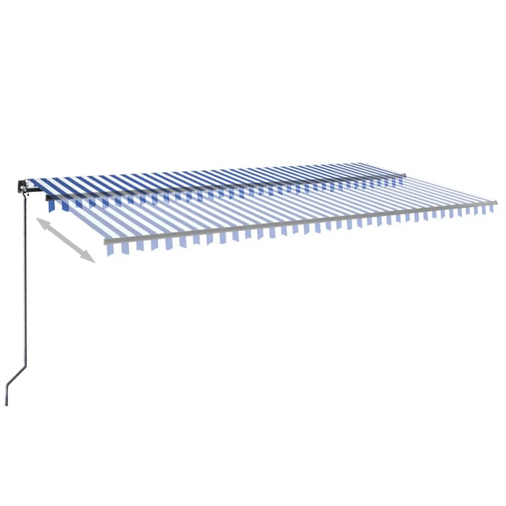 Tenda na ručno uvlačenje s LED svjetlom 600x350 cm plavo-bijela