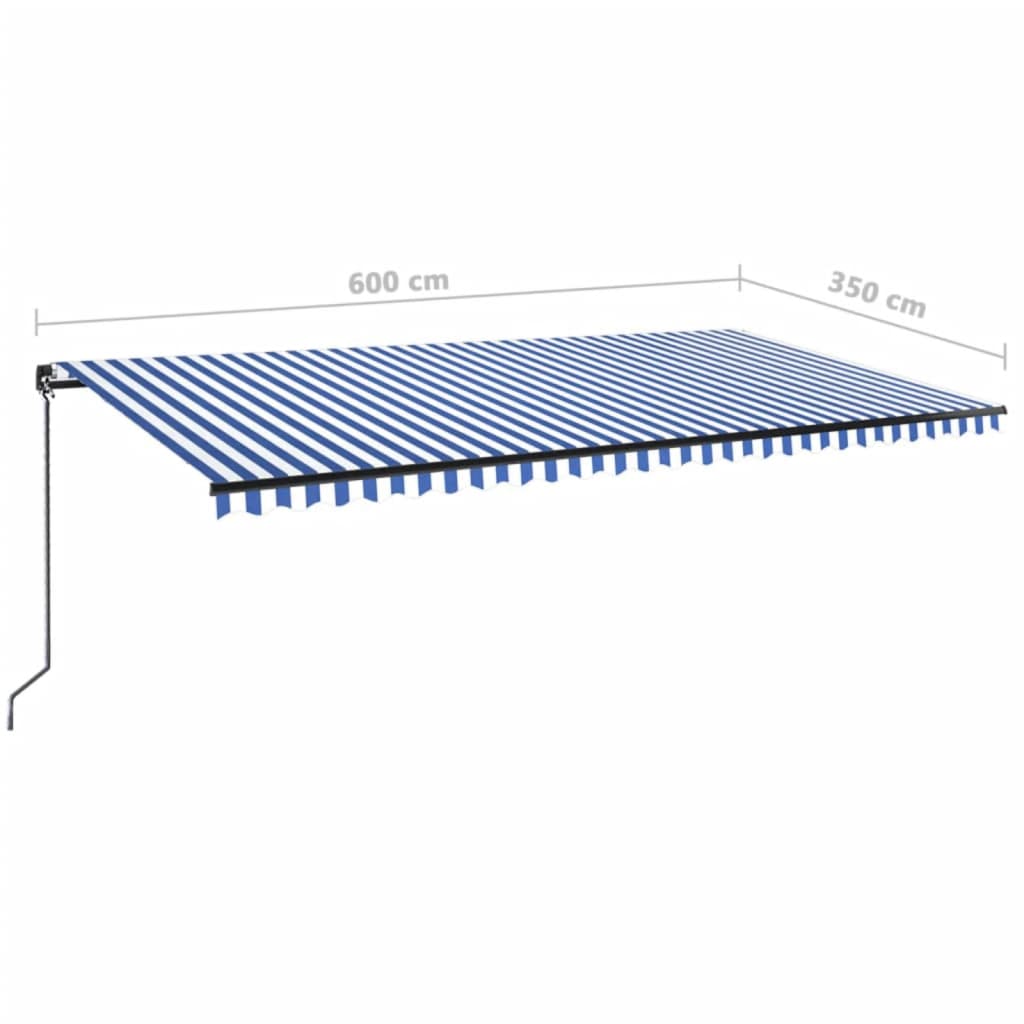Tenda na ručno uvlačenje s LED svjetlom 600x350 cm plavo-bijela