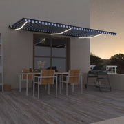 Tenda na ručno uvlačenje s LED svjetlom 600x350 cm plavo-bijela