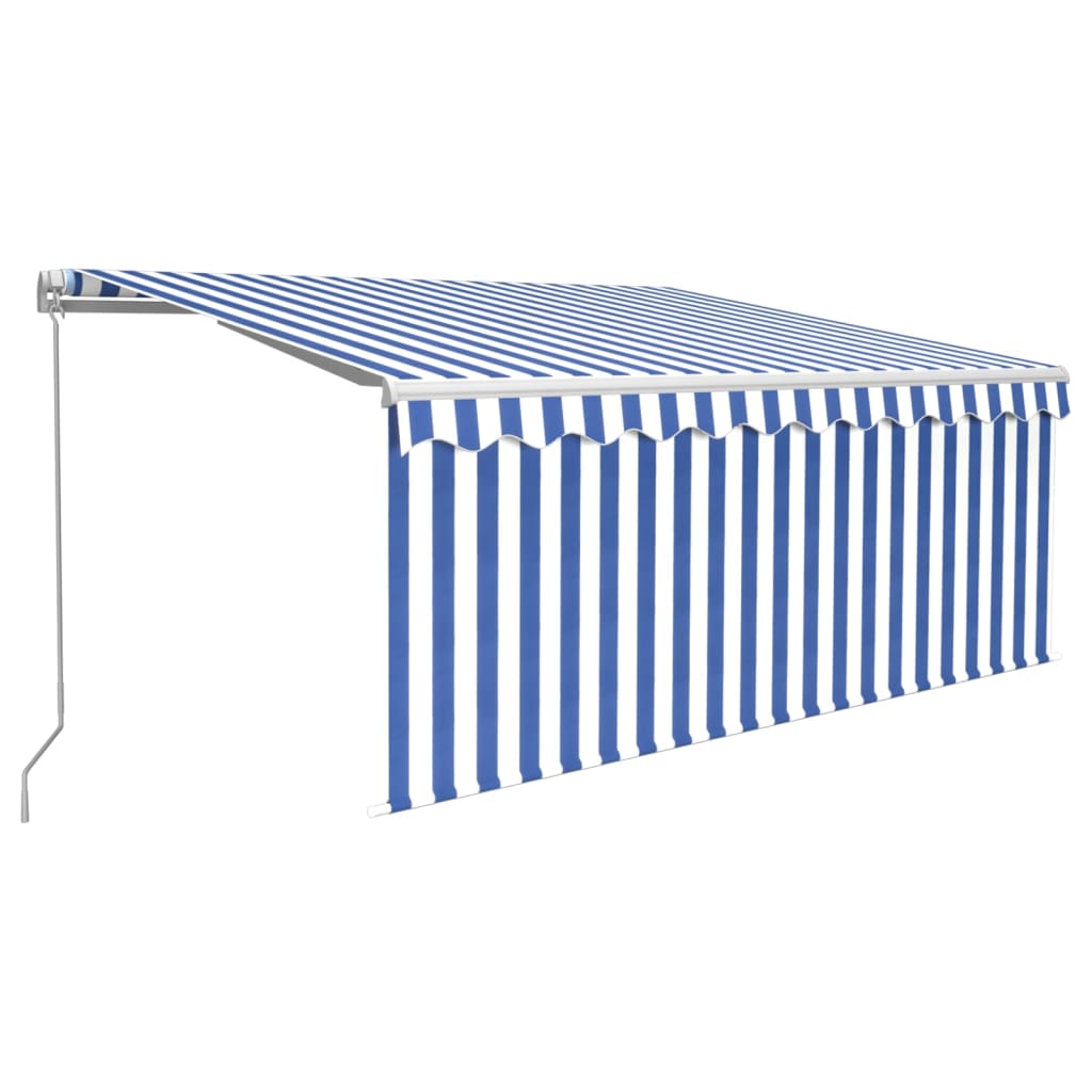 Tenda na ručno uvlačenje s roletom LED 3 x 2,5 m plavo-bijela
