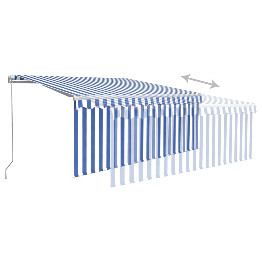 Tenda na ručno uvlačenje s roletom LED 3 x 2,5 m plavo-bijela