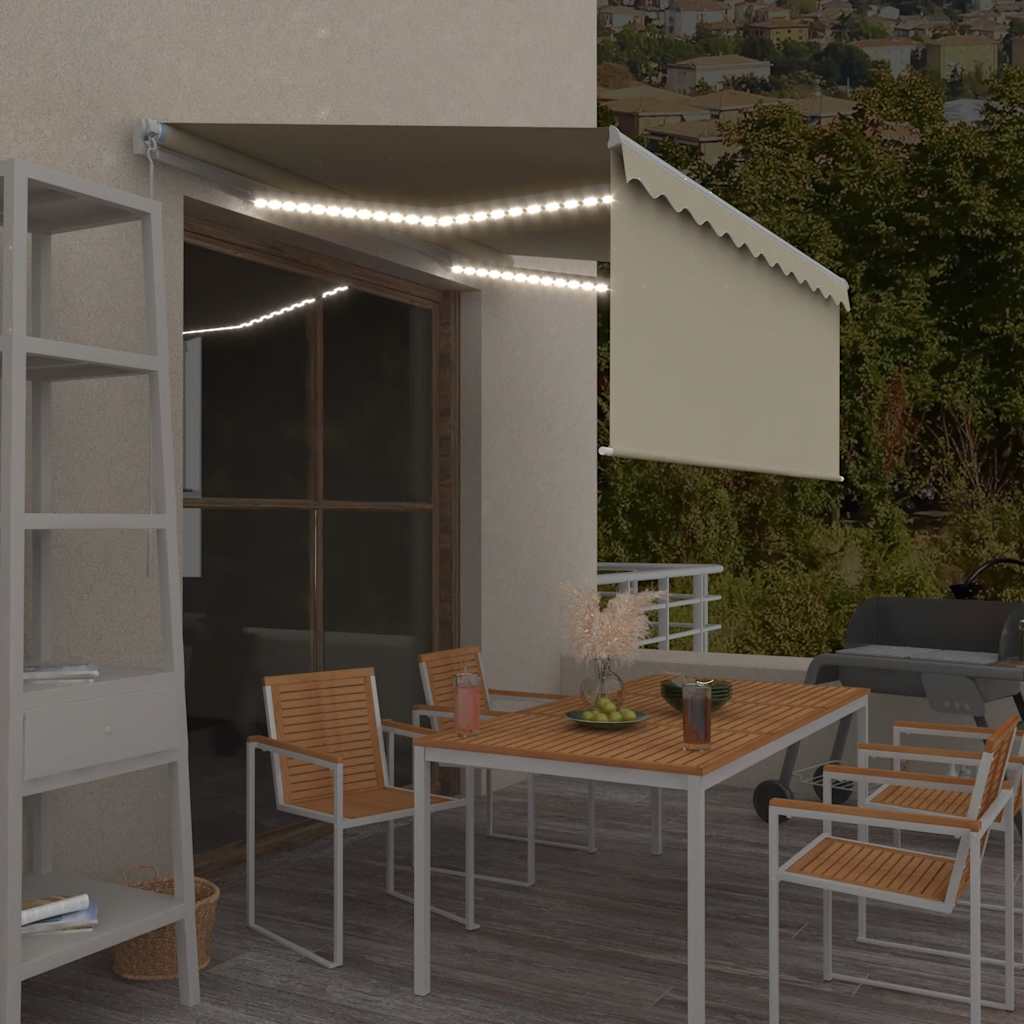 Tenda na ručno uvlačenje s roletom i LED svjetlima 3x2,5 m krem
