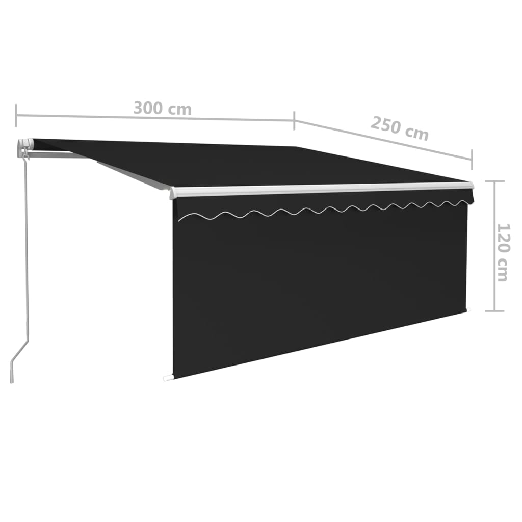 Tenda na ručno uvlačenje s roletom LED 3 x 2,5 m antracit