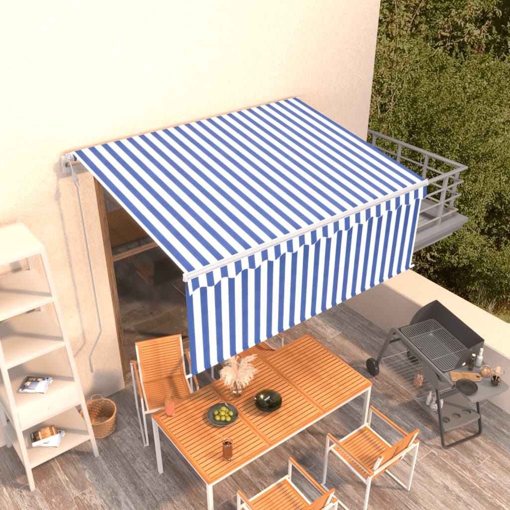 Automatska tenda na uvlačenje s roletom 3 x 2,5 m plavo-bijela