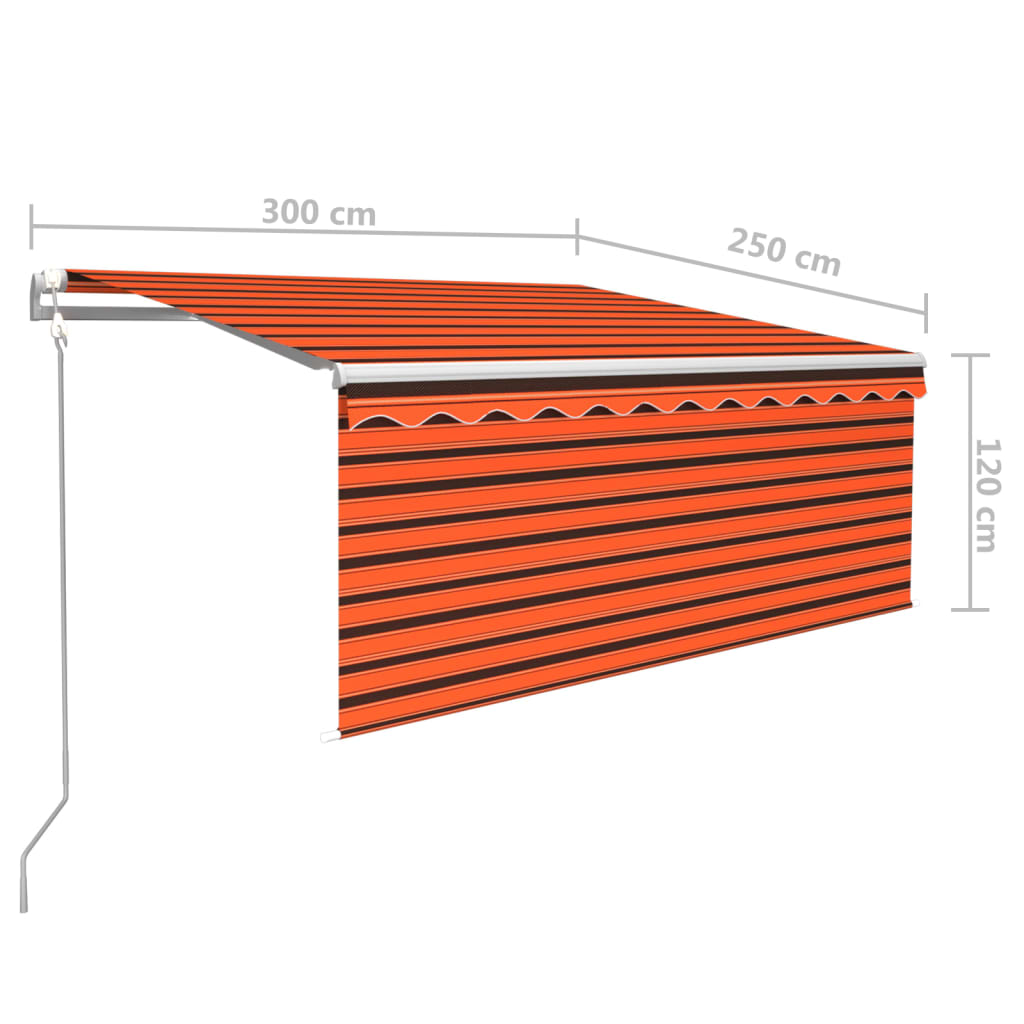 Automatska tenda roleta i senzor LED 3 x 2,5 m narančasto-smeđa