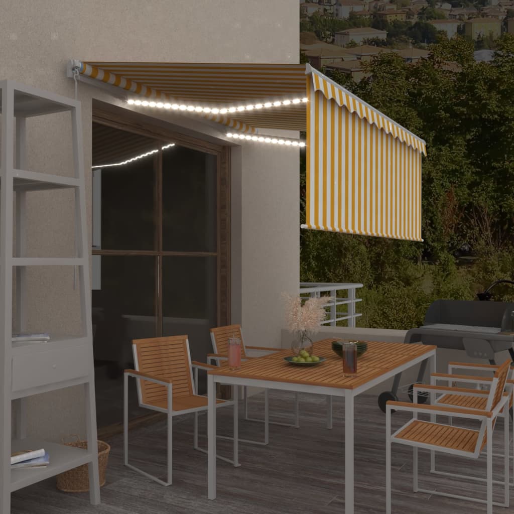 Tenda na ručno uvlačenje s roletom LED 3,5 x 2,5 m žuto-bijela