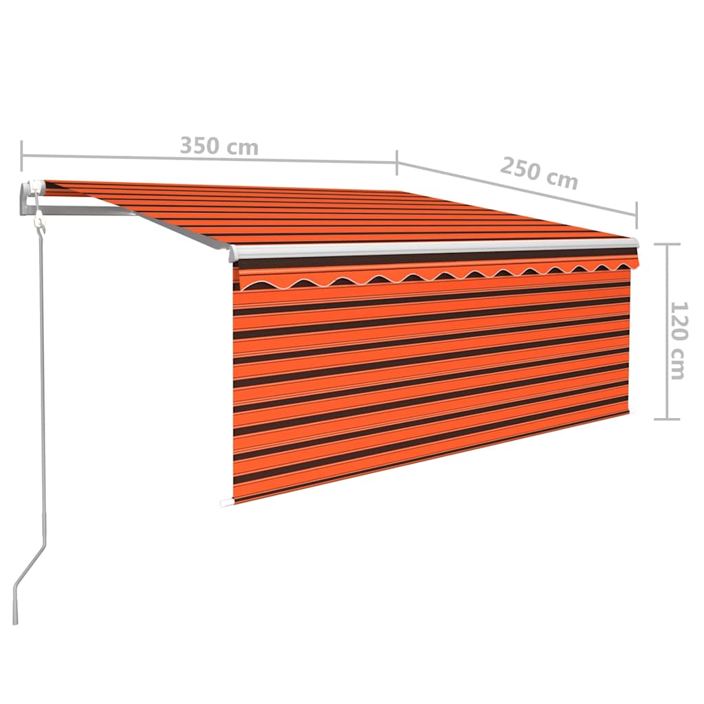 Automatska tenda roleta i senzor LED 3,5x2,5 m narančasto-smeđa