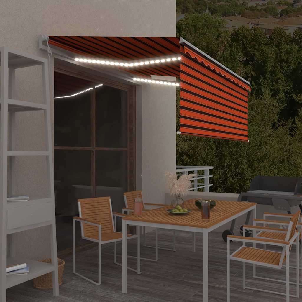 Automatska tenda roleta i senzor LED 3,5x2,5 m narančasto-smeđa