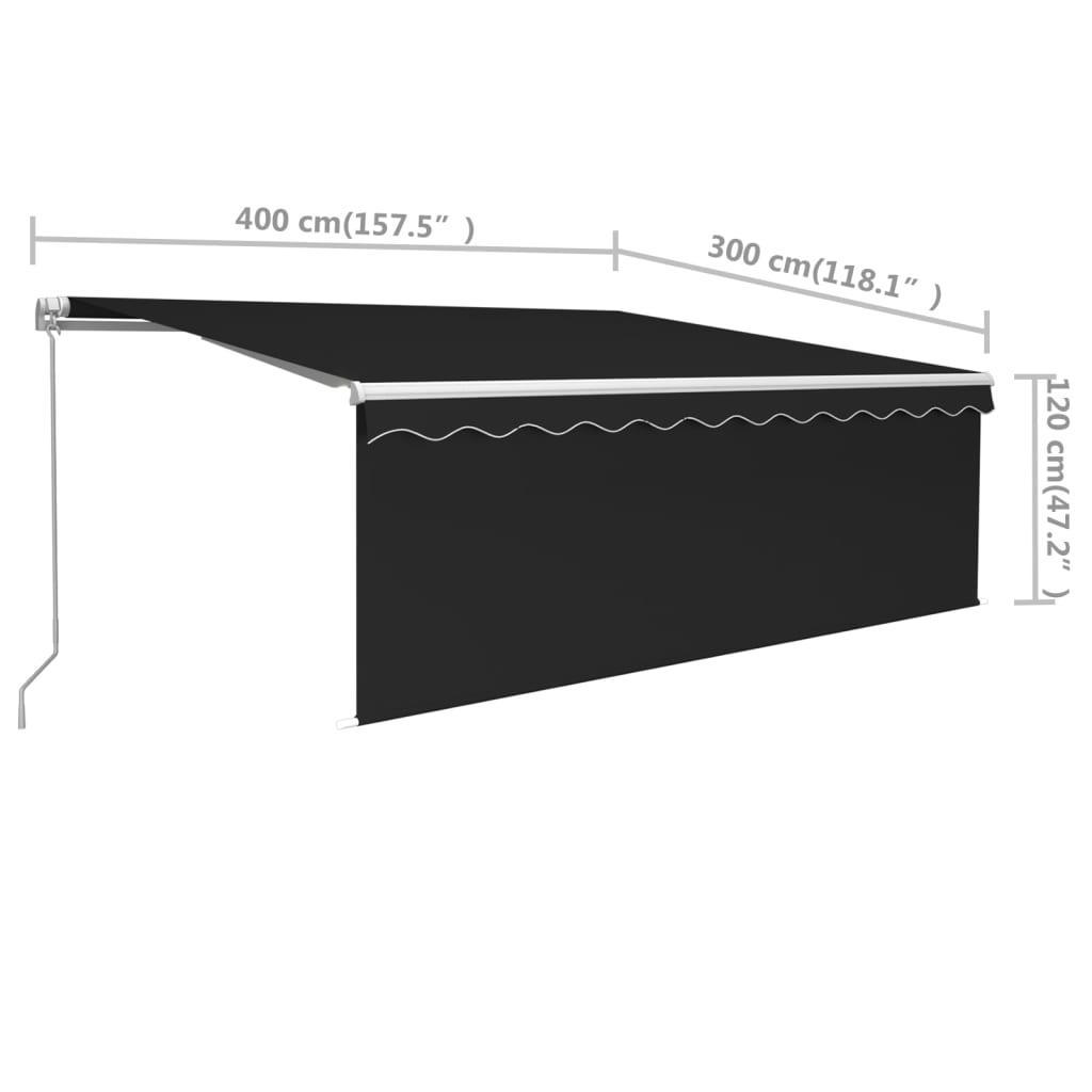 Tenda na ručno uvlačenje s roletom 4 x 3 m antracit
