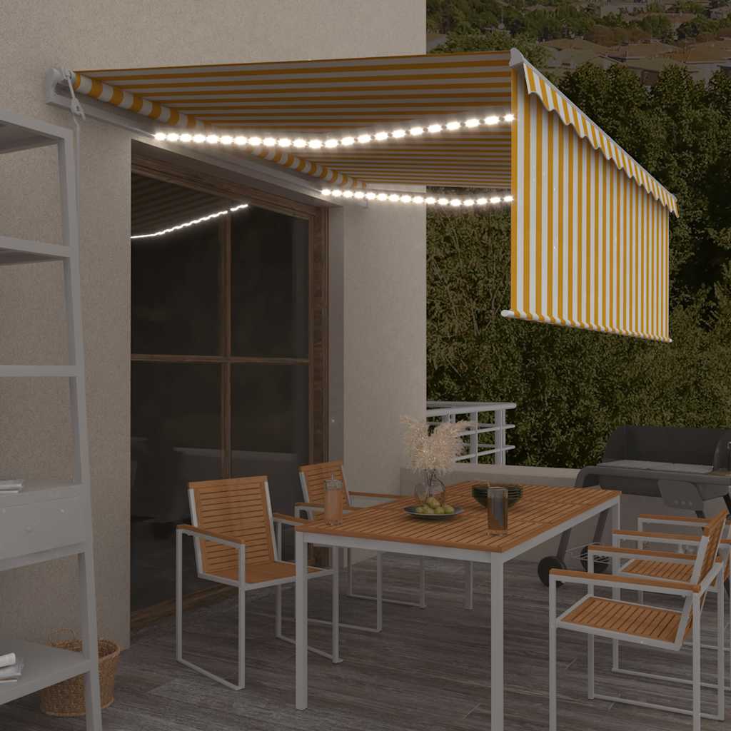 Automatska tenda s roletom i senzorom LED 4 x 3 m žuto-bijela