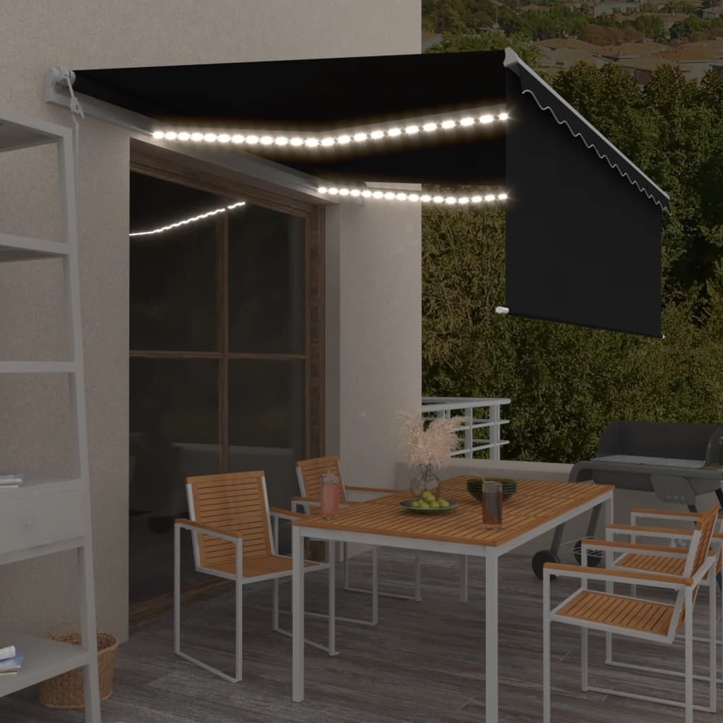 Automatska tenda s roletom i senzorom LED 4 x 3 m antracit