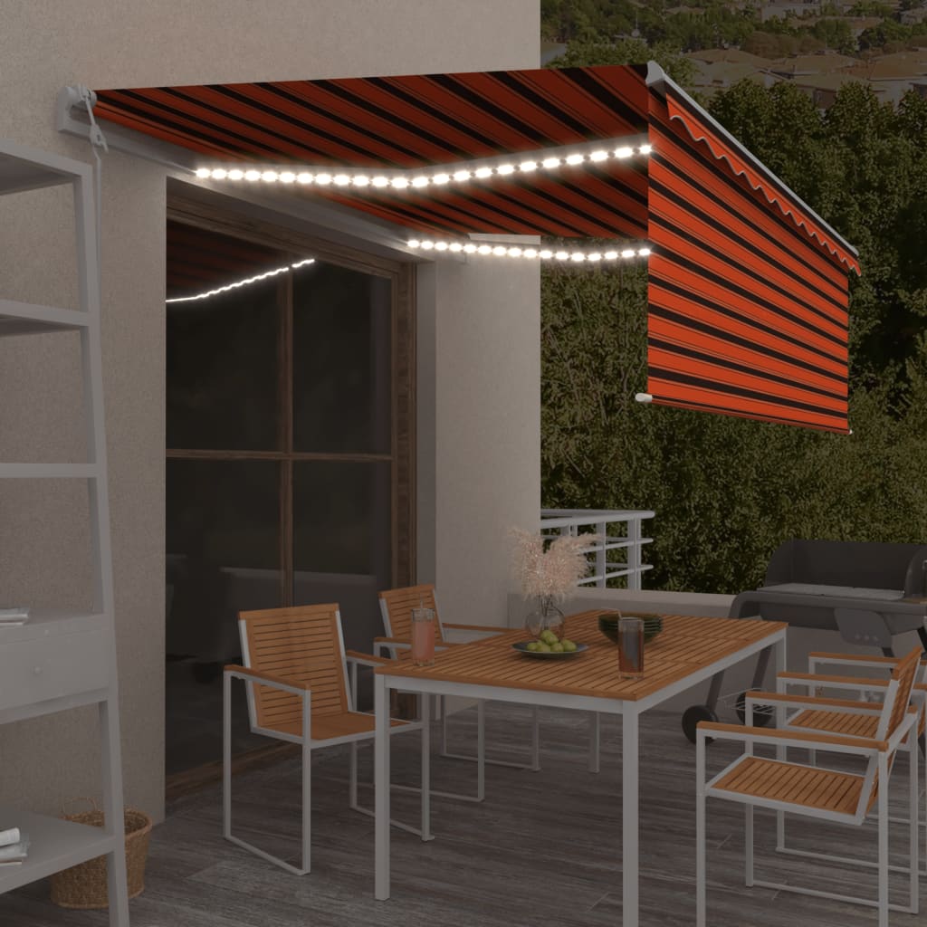 Automatska tenda s roletom i senzorom LED 4x3m narančasto-smeđa
